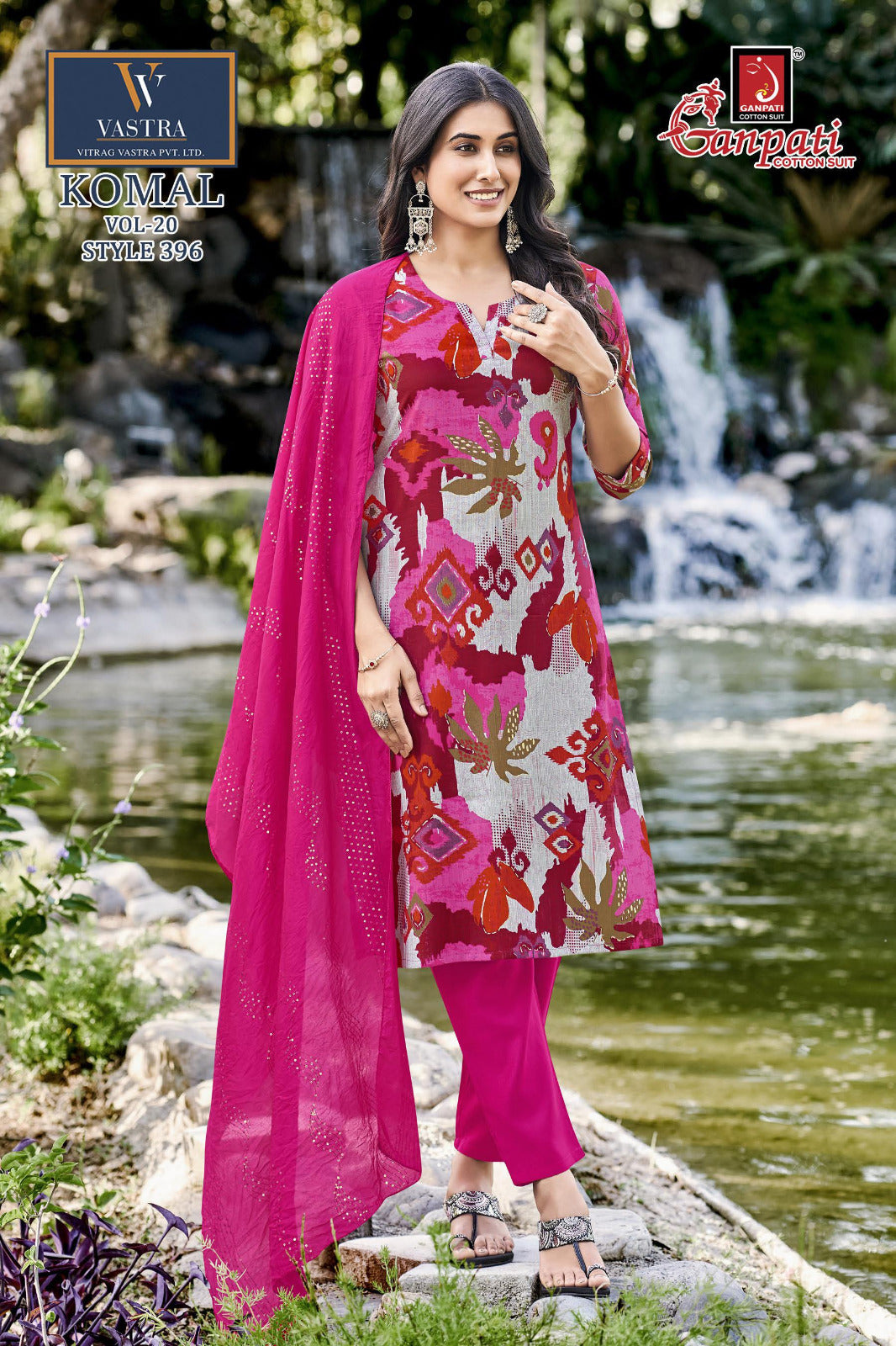 Komal Vol 20 Ganpati Vatican Slub Readymade Pant Style Suits Exporter India