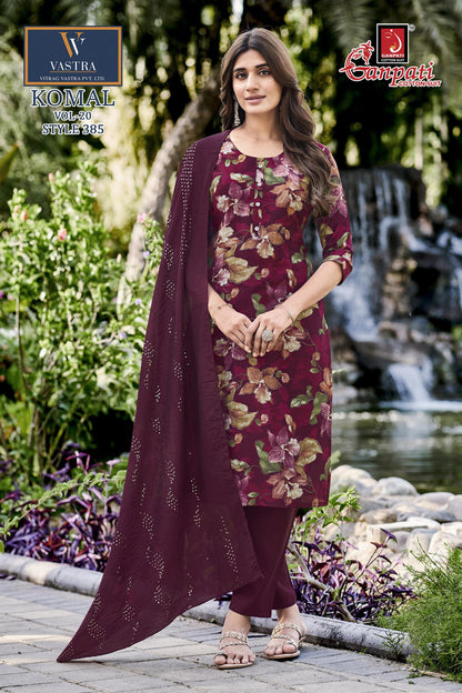 Komal Vol 20 Ganpati Vatican Slub Readymade Pant Style Suits Exporter India