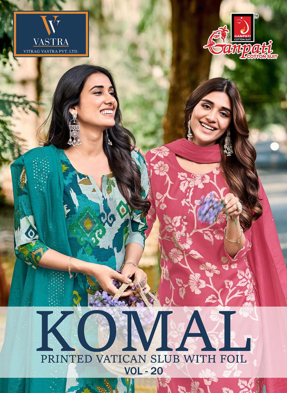 Komal Vol 20 Ganpati Vatican Slub Readymade Pant Style Suits Exporter India