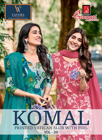 Komal Vol 20 Ganpati Vatican Slub Readymade Pant Style Suits Exporter India