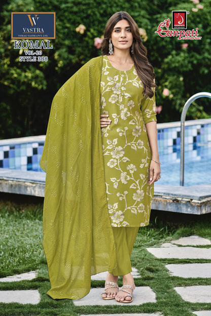 Komal Vol 20 Ganpati Vatican Slub Readymade Pant Style Suits Exporter India