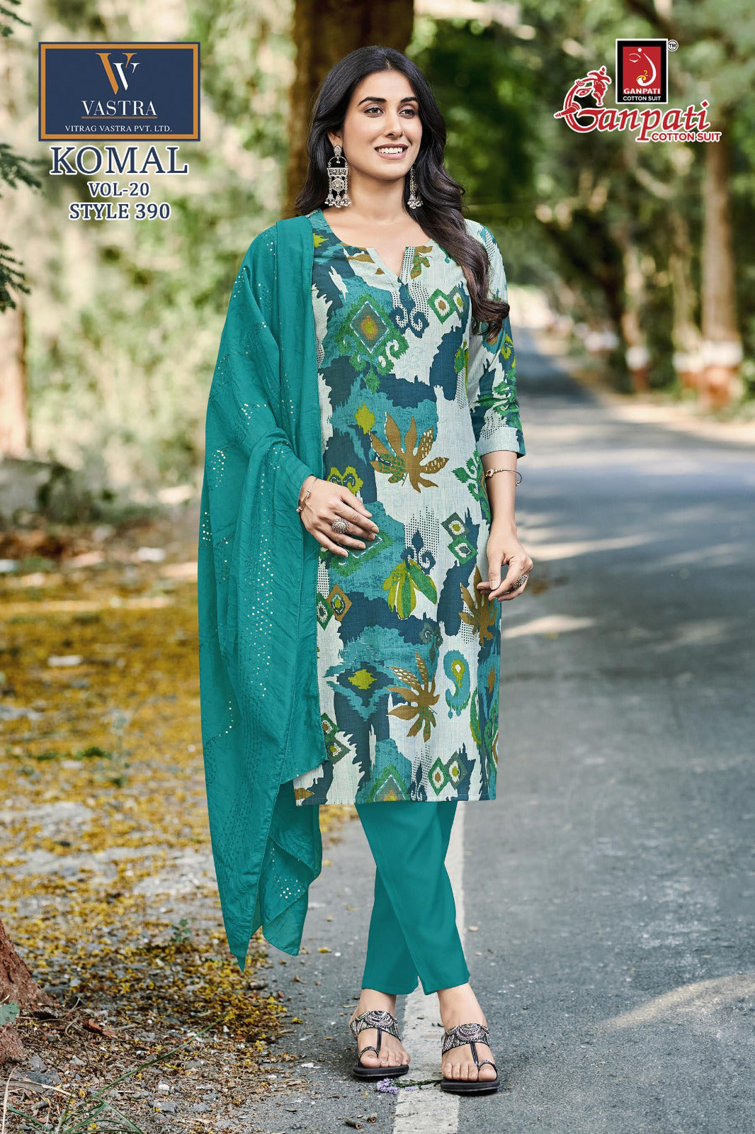 Komal Vol 20 Ganpati Vatican Slub Readymade Pant Style Suits Exporter India