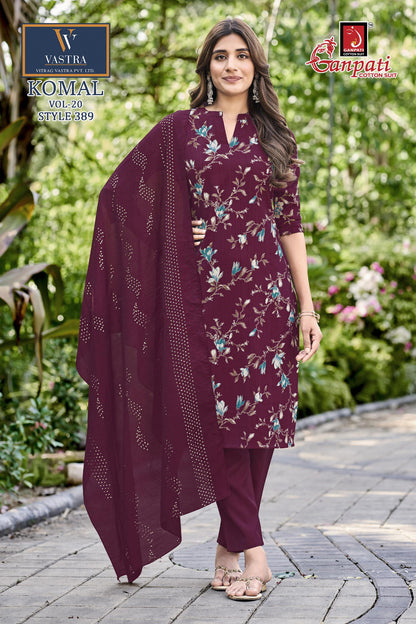 Komal Vol 20 Ganpati Vatican Slub Readymade Pant Style Suits Exporter India