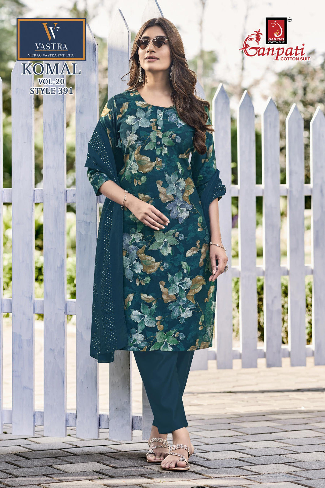 Komal Vol 20 Ganpati Vatican Slub Readymade Pant Style Suits Exporter India