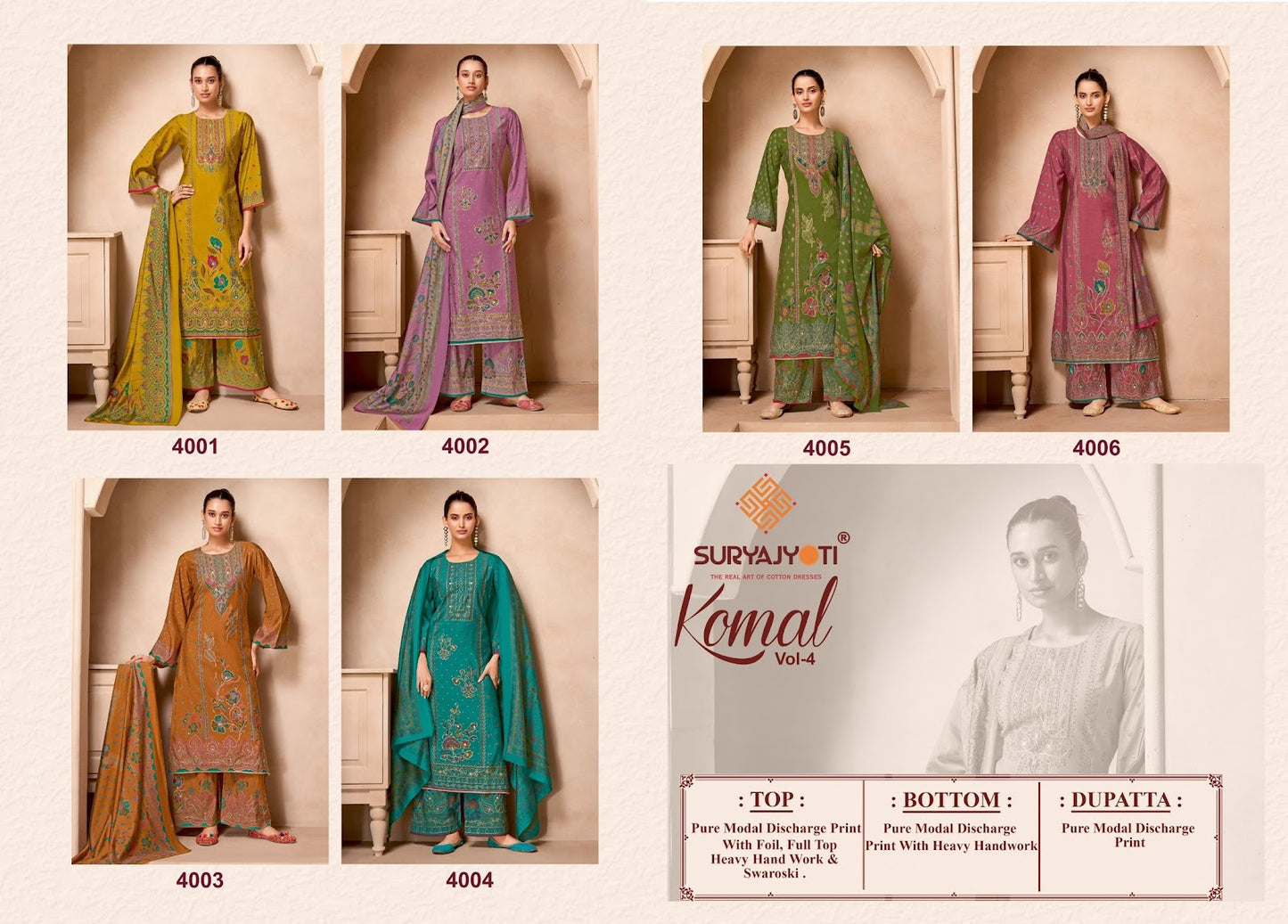 Komal Vol 4 Suryajyoti Modal Karachi Salwar Suits Wholesaler India