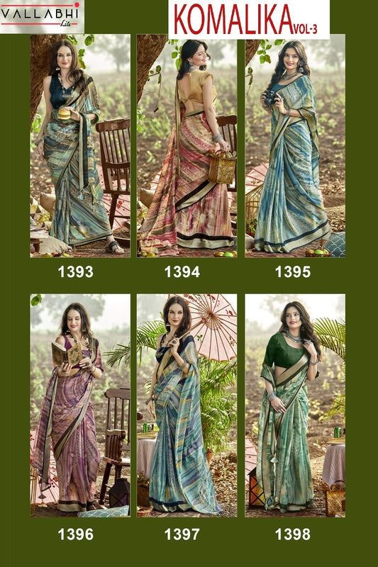 Komalika Vol 3 Vallabhi Lite Moss Sarees Exporter India