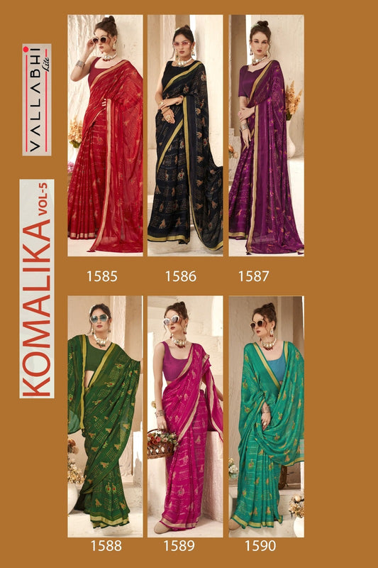 Komalika Vol 5 Vallabhi Lite Moss Sarees Wholesale