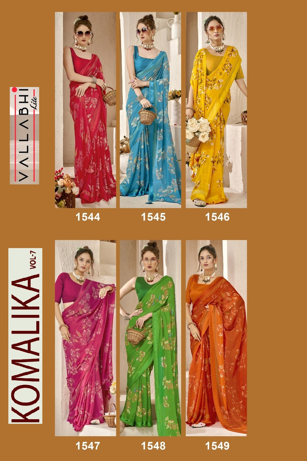 Komalika Vol 7 Vallabhi Lite Moss Sarees Manufacturer India