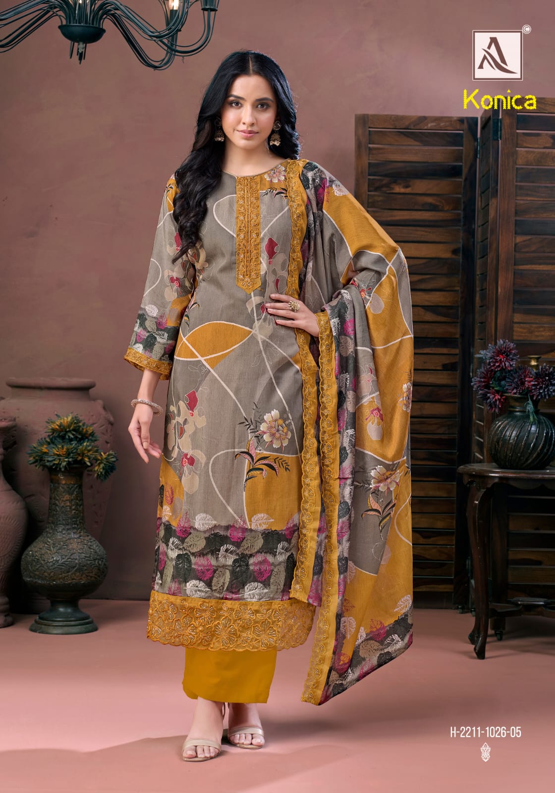 Konica Alok Viscose Muslin Karachi Salwar Suits Wholesaler India