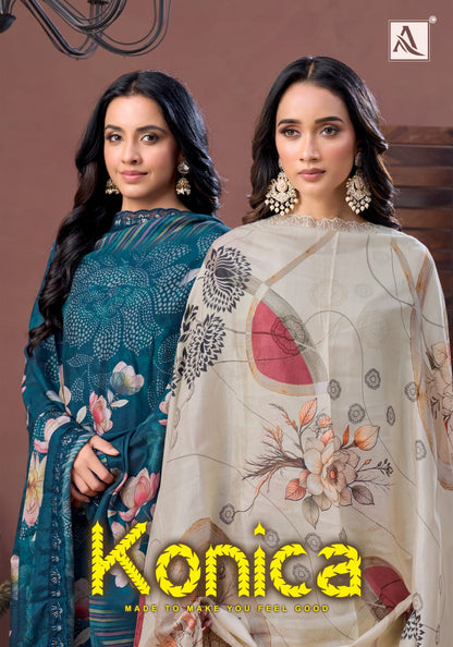 Konica Alok Viscose Muslin Karachi Salwar Suits Wholesaler India