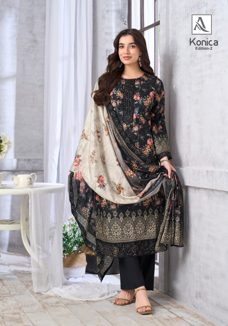 Konica Edition 2 Alok Viscose Muslin Karachi Salwar Suits Manufacturer