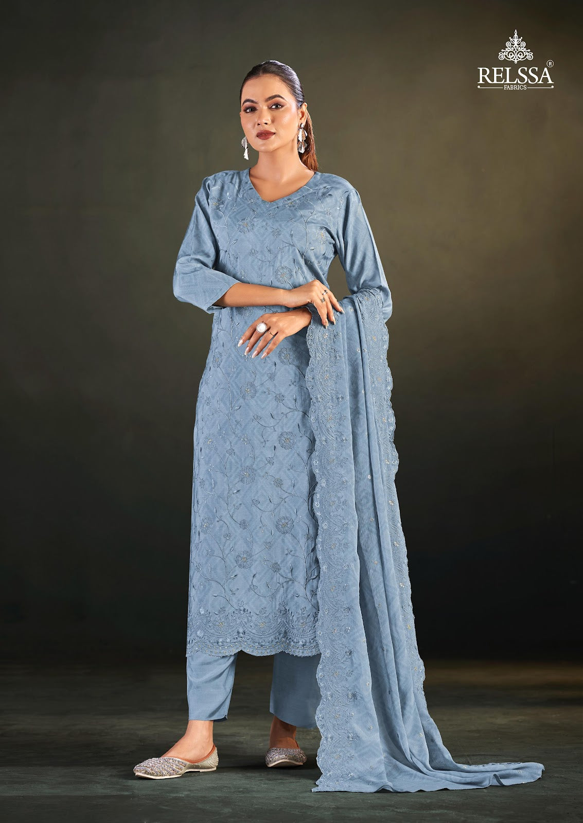 Konica Vol 12 Relssa Fabrics Pant Style Suits Supplier India