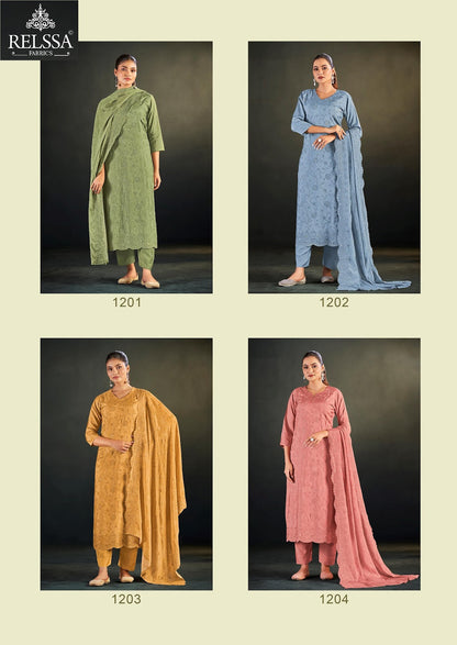 Konica Vol 12 Relssa Fabrics Pant Style Suits Supplier India