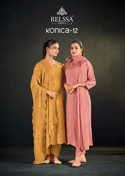 Konica Vol 12 Relssa Fabrics Pant Style Suits Supplier India