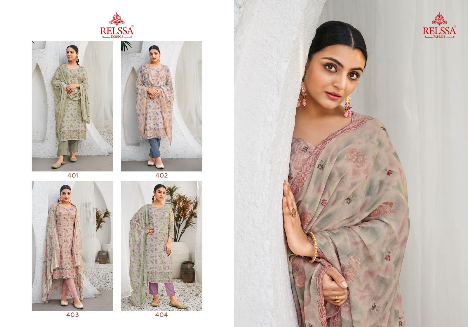 Konica Vol 4 Relssa Fabrics Muslin Pant Style Suits Exporter India