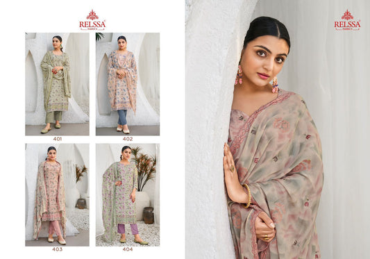 Konica Vol 4 Relssa Fabrics Muslin Pant Style Suits Exporter India