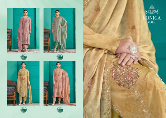 Konica Vol 6 Relssa Fabrics Muslin Pant Style Suits Wholesale