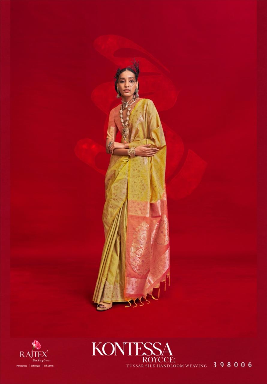 Kontessa Roycce 398001 To 398006 Rajtex Tussar Silk Sarees Wholesale Price