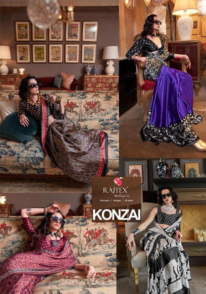 Konzai 405001 To 405010 Rajtex Crepe Sarees Exporter