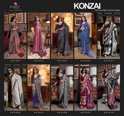 Konzai 405001 To 405010 Rajtex Crepe Sarees Exporter