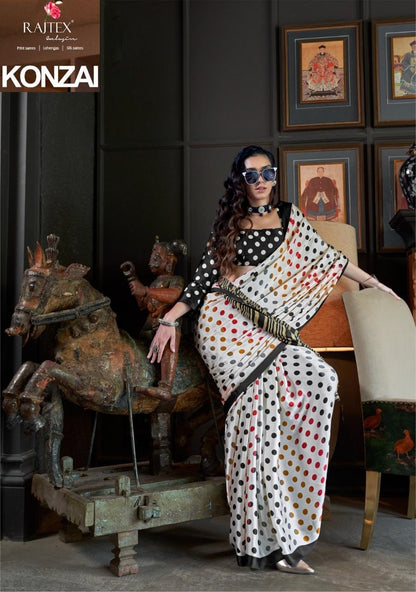 Konzai 405001 To 405010 Rajtex Crepe Sarees Exporter