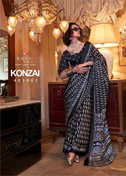 Konzai 405001 To 405010 Rajtex Crepe Sarees Exporter