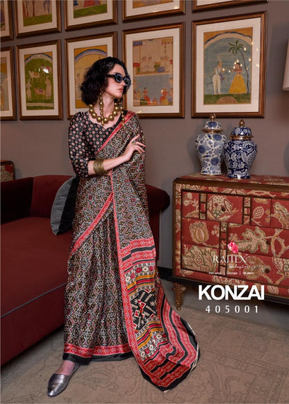 Konzai 405001 To 405010 Rajtex Crepe Sarees Exporter