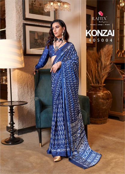 Konzai 405001 To 405010 Rajtex Crepe Sarees Exporter