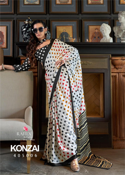 Konzai 405001 To 405010 Rajtex Crepe Sarees Exporter