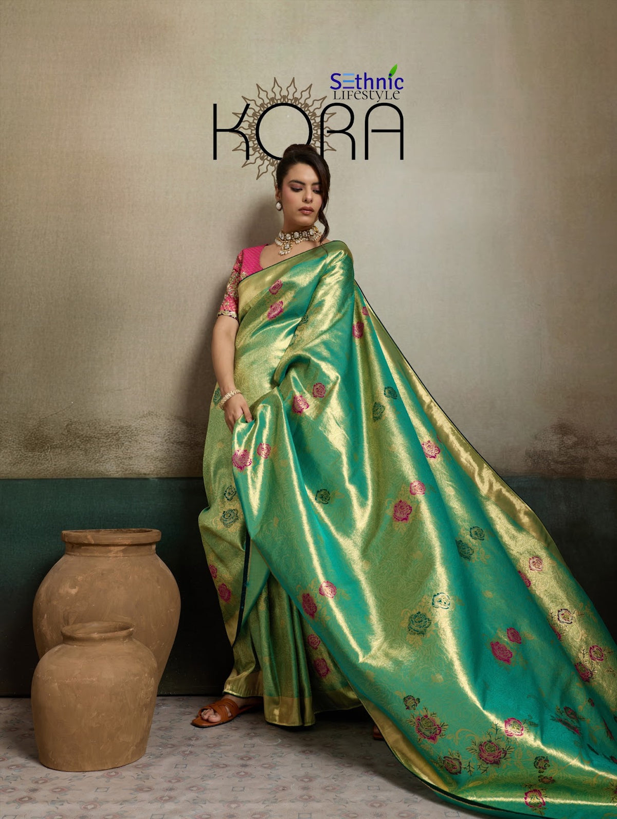 Kora Sethnic Tissue Banarasi Sarees Manufacturer