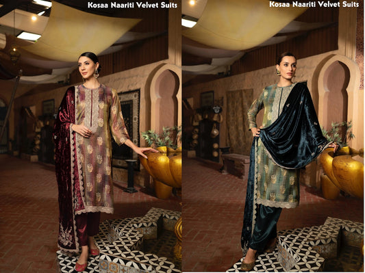 Kosaa Naariti Silk Jacquard Velvet Suits Wholesaler