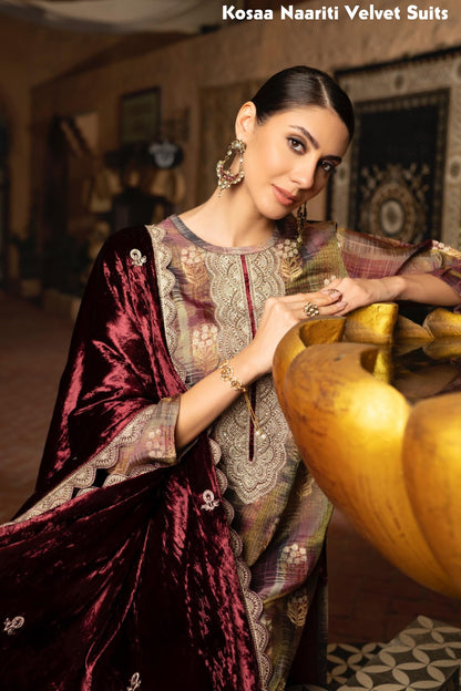 Kosaa Naariti Silk Jacquard Velvet Suits Wholesaler