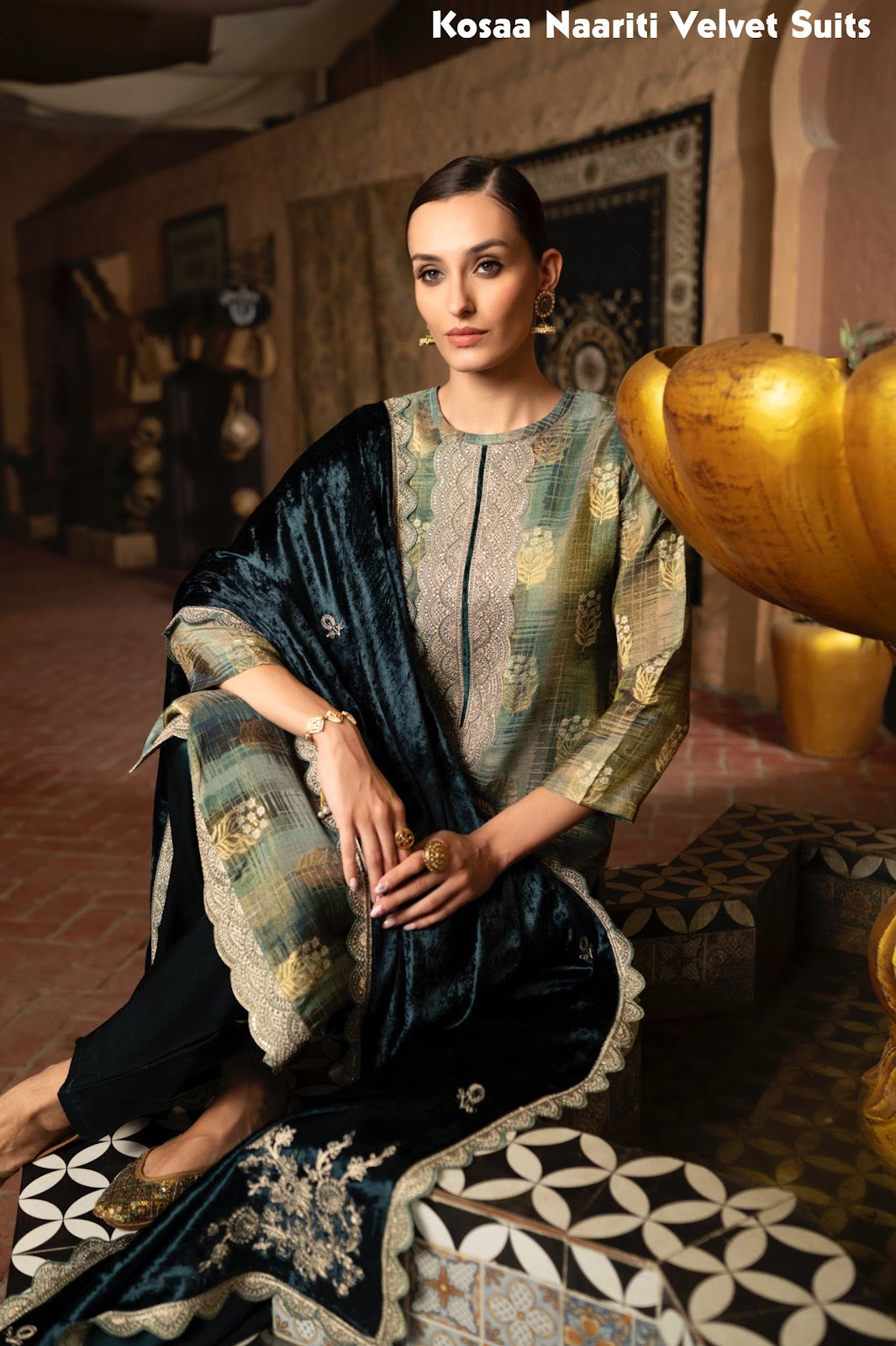 Kosaa Naariti Silk Jacquard Velvet Suits Wholesaler