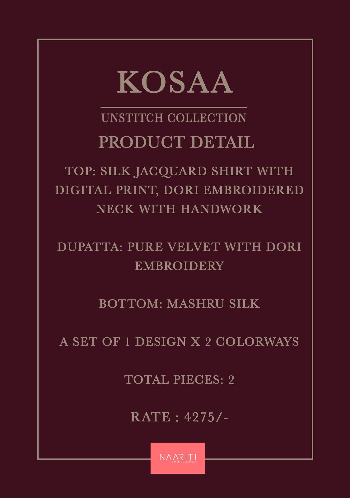 Kosaa Naariti Silk Jacquard Velvet Suits Wholesaler