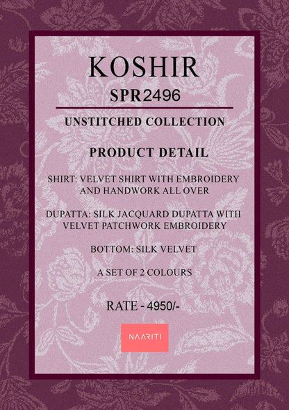 Koshir Naariti Velvet Suits Manufacturer Ahmedabad