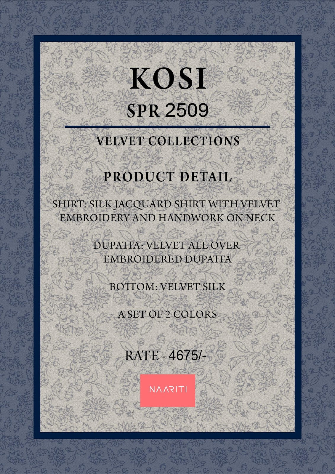 Kosi Naariti Velvet Suits Wholesaler Gujarat