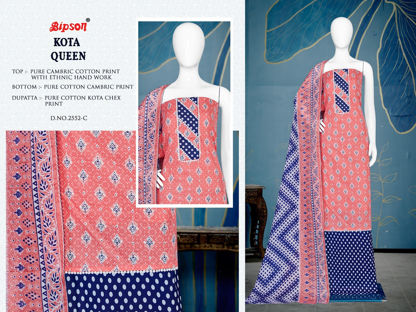 Kota Queen 2552 Bipson Prints Cotton Cambric Pant Style Suits