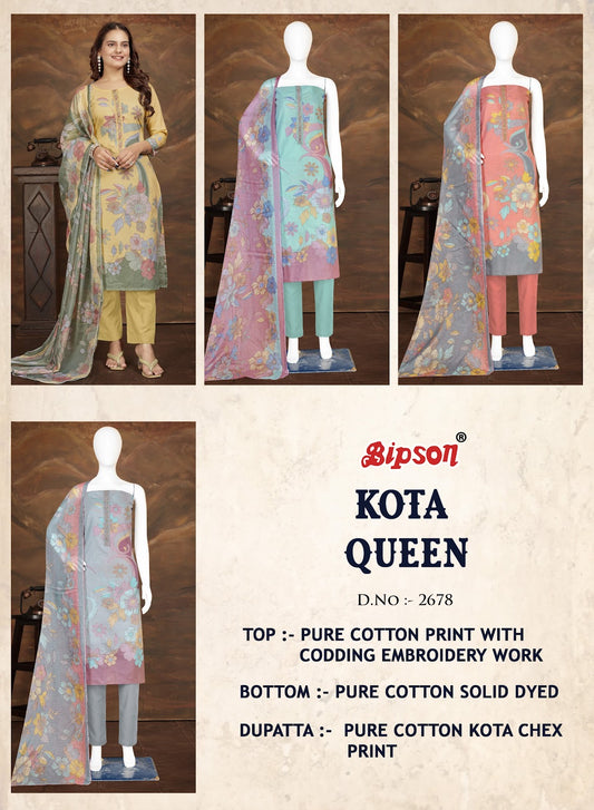 Kota Queen 2678 Bipson Prints Cotton Pant Style Suits Supplier India
