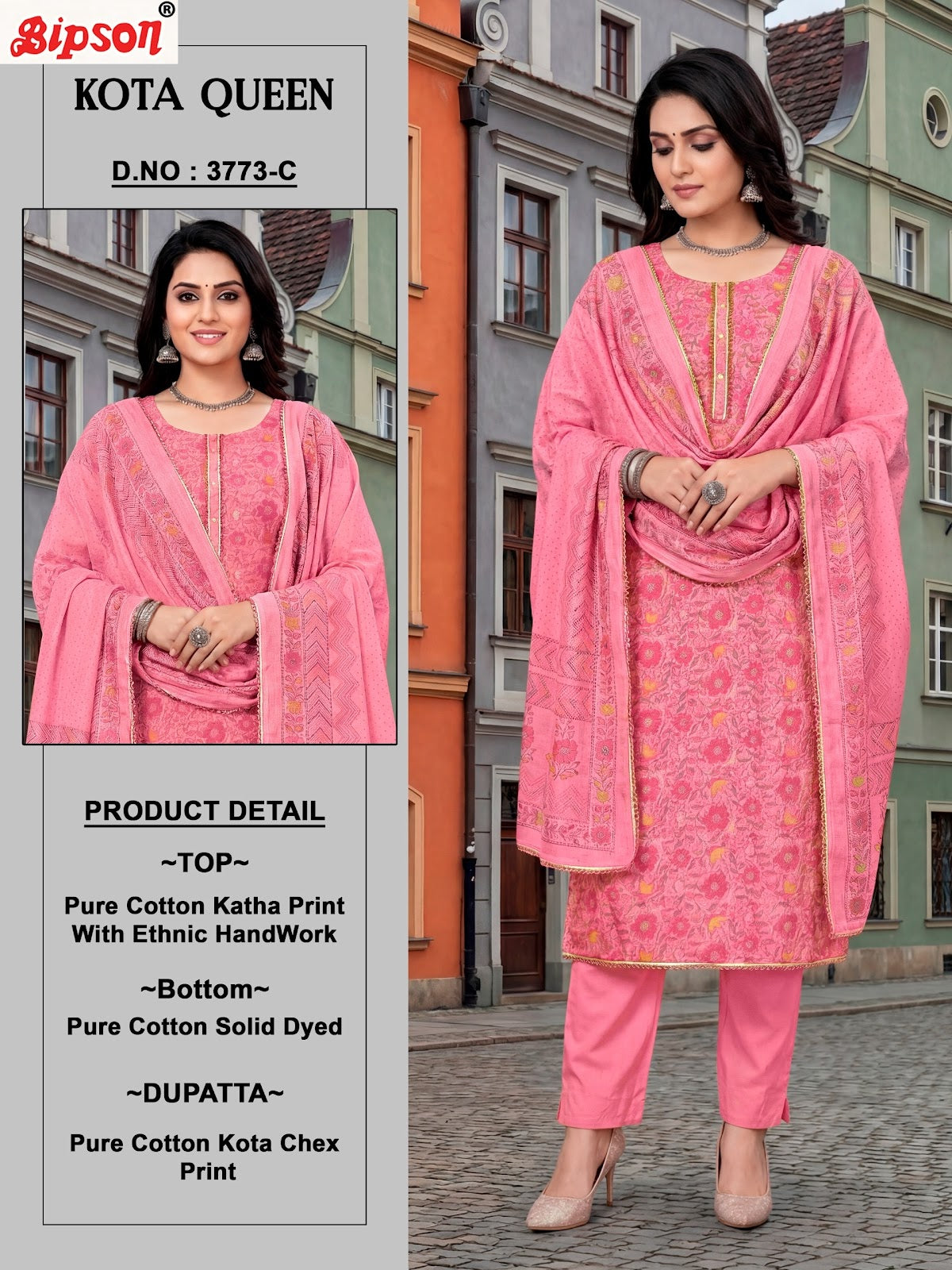 Kota Queen 3773 Bipson Prints Cotton Pant Style Suits Wholesale Price