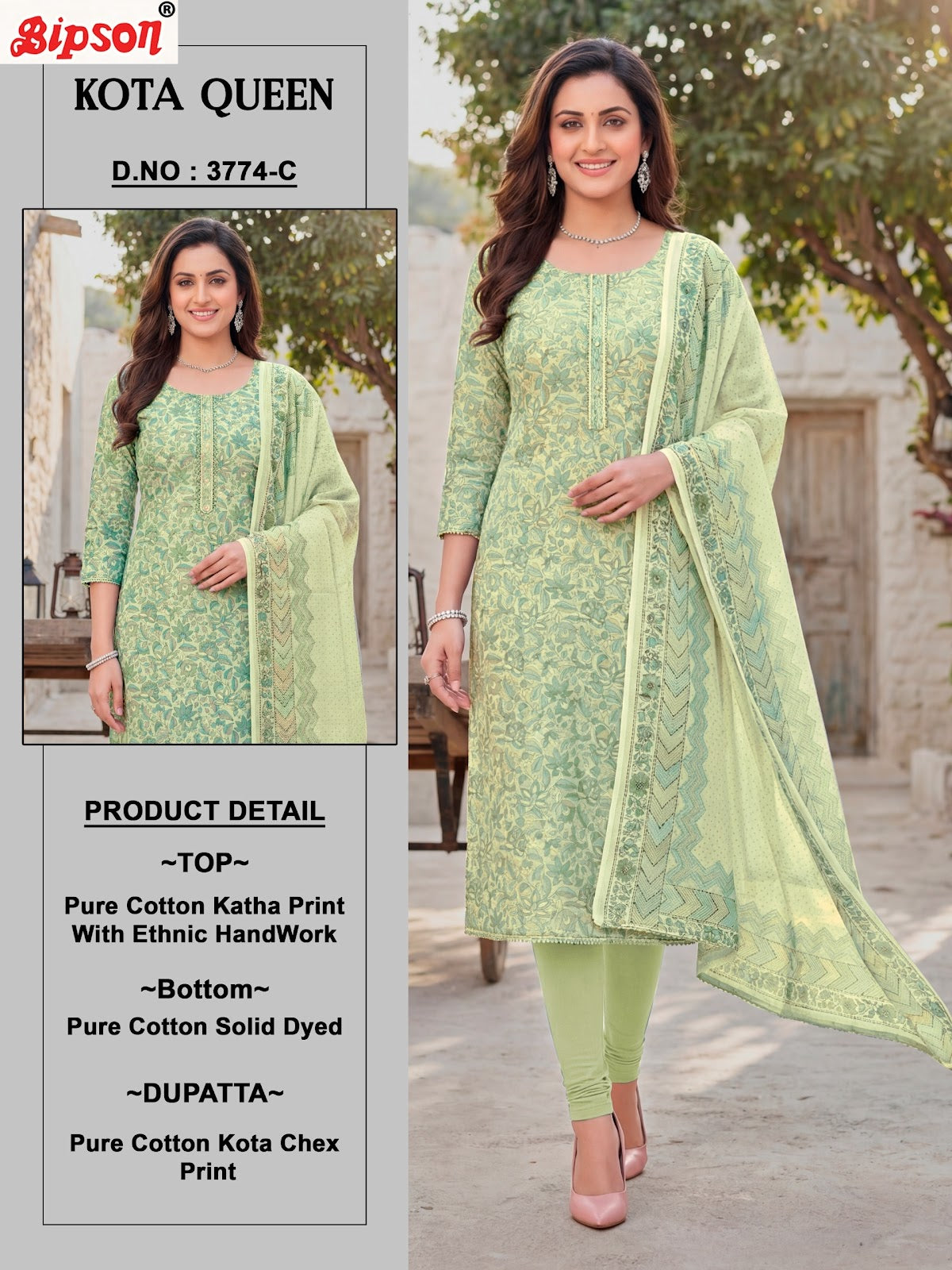 Kota Queen 3774 Bipson Prints Cotton Pant Style Suits Wholesaler India