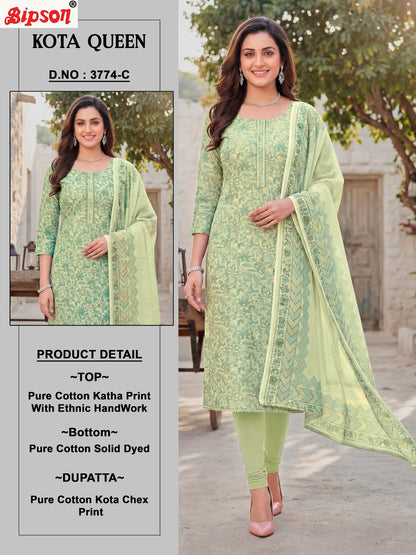 Kota Queen 3774 Bipson Prints Cotton Pant Style Suits Wholesaler India