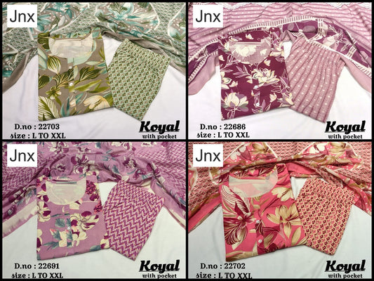 Koyal Jnx Rayon Readymade Pant Style Suits Wholesale Price