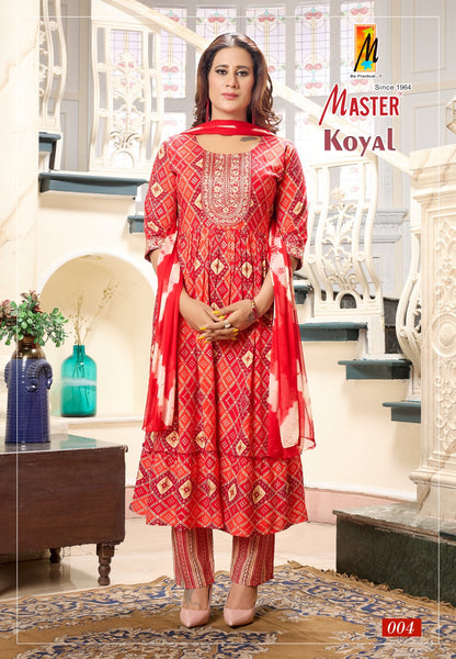 Koyal Master Rayon Foil Readymade Anarkali Suits Supplier Gujarat