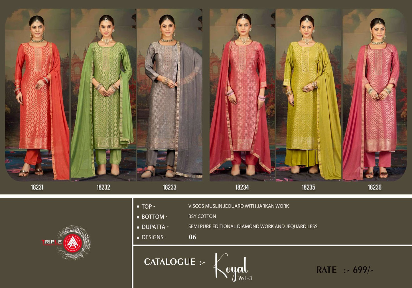 Koyal Vol 3 Triple Aaa Viscose Muslin Pant Style Suits Manufacturer