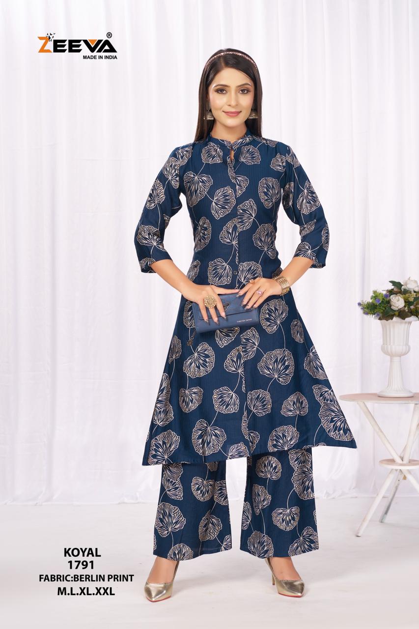 Koyal Zeeva Berlin Kurti Plazzo Set Supplier Ahmedabad