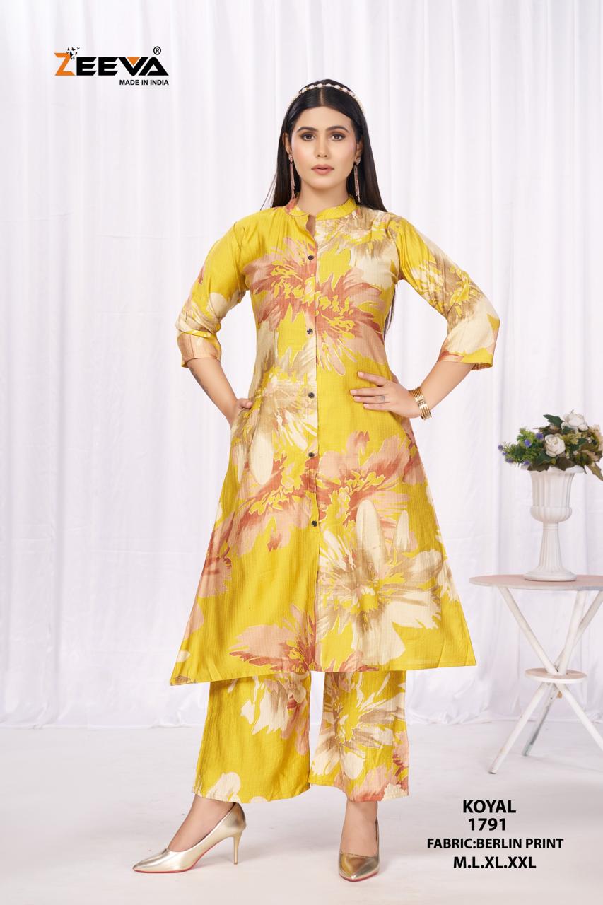 Koyal Zeeva Berlin Kurti Plazzo Set Supplier Ahmedabad