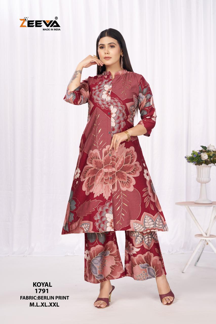 Koyal Zeeva Berlin Kurti Plazzo Set Supplier Ahmedabad