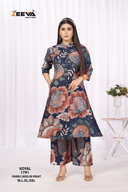 Koyal Zeeva Berlin Kurti Plazzo Set Supplier Ahmedabad