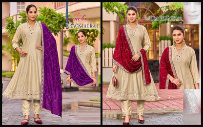 Krackjack Aanchi Vichitra Silk Readymade Anarkali Suits Supplier