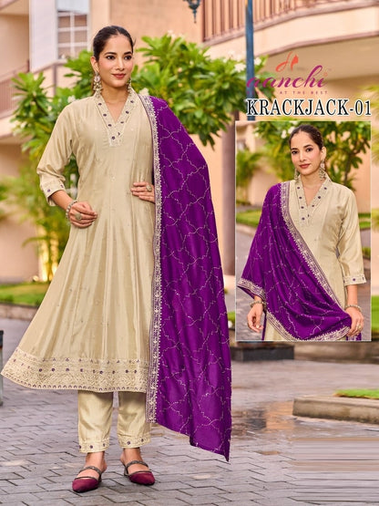 Krackjack Aanchi Vichitra Silk Readymade Anarkali Suits Supplier
